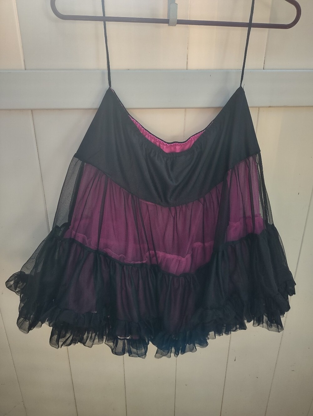 Black And Pink Tulle Mesh Petticoat